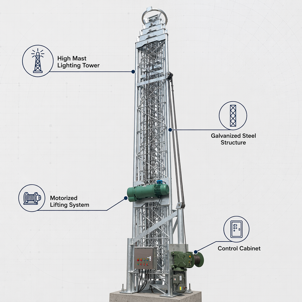 Motorized Telescopic Tower: Flexible Height Adjustment for Easier Installation and Maintenance