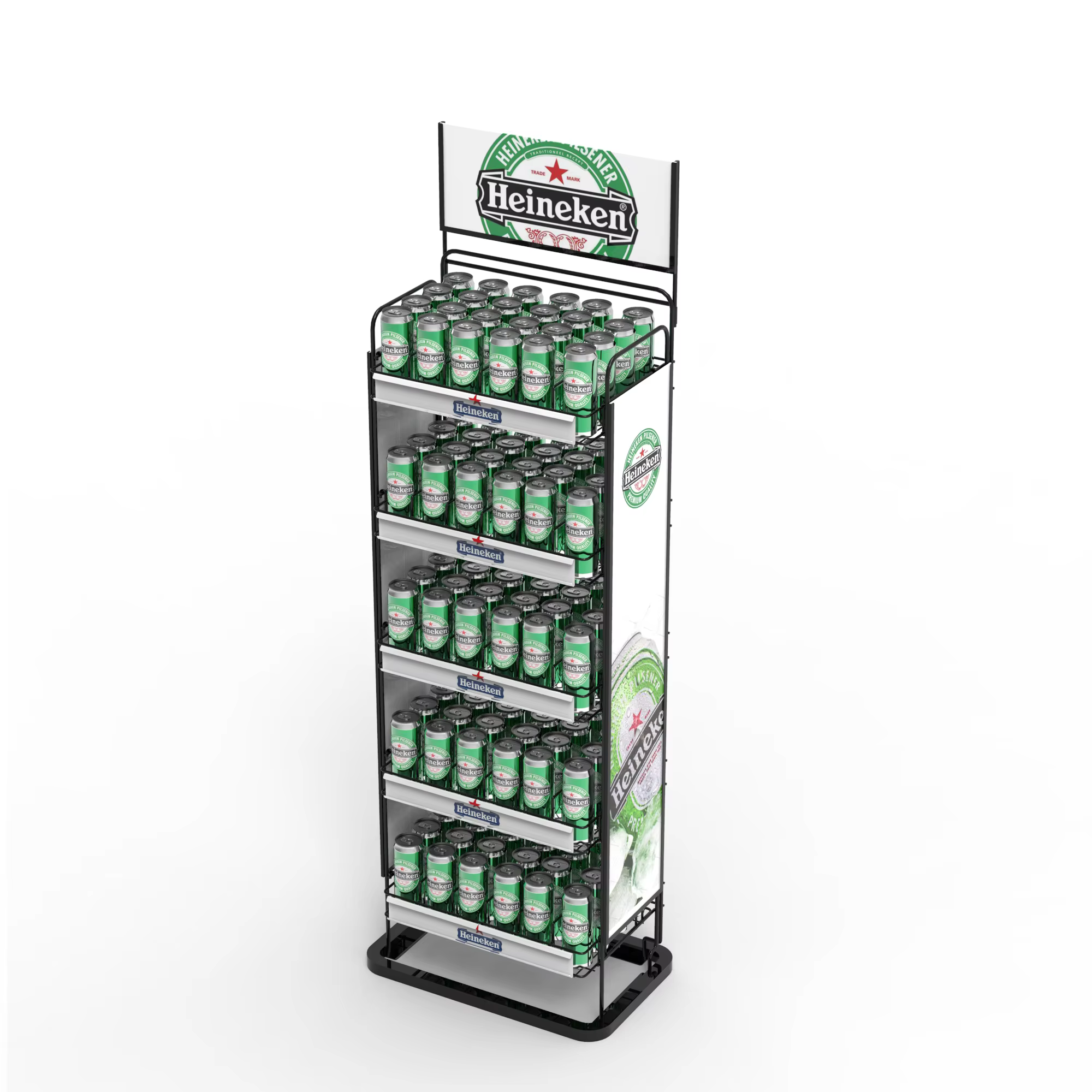 Apache Customized Metal Beverage Merchandising Display Stand Vertical Vendor Rising Shelf for Bottle and Can Storage for Store supplier