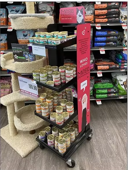Apache Custom Pet Product Display Rack Dog Cat Food Can Metal Counter Display Stand for Retail Store Shop factory