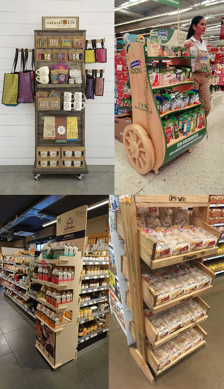 Fashion Wooden Skin Care Cosmetics Display Stand for Stores factory
