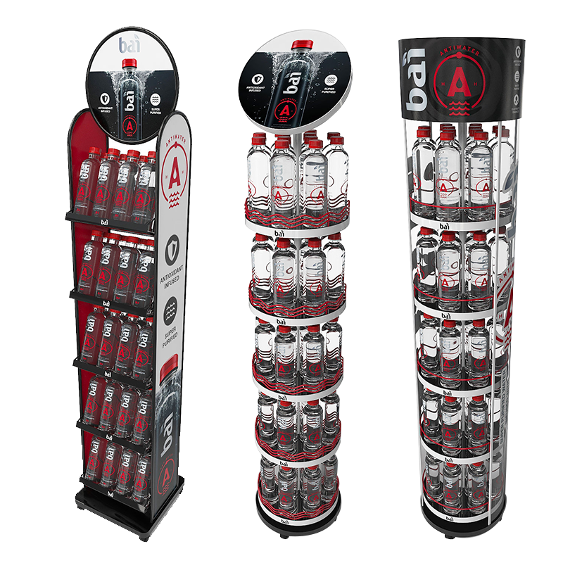 Apache Fashion Customizable Metal Mineral Water Display Stand for Supermarkets