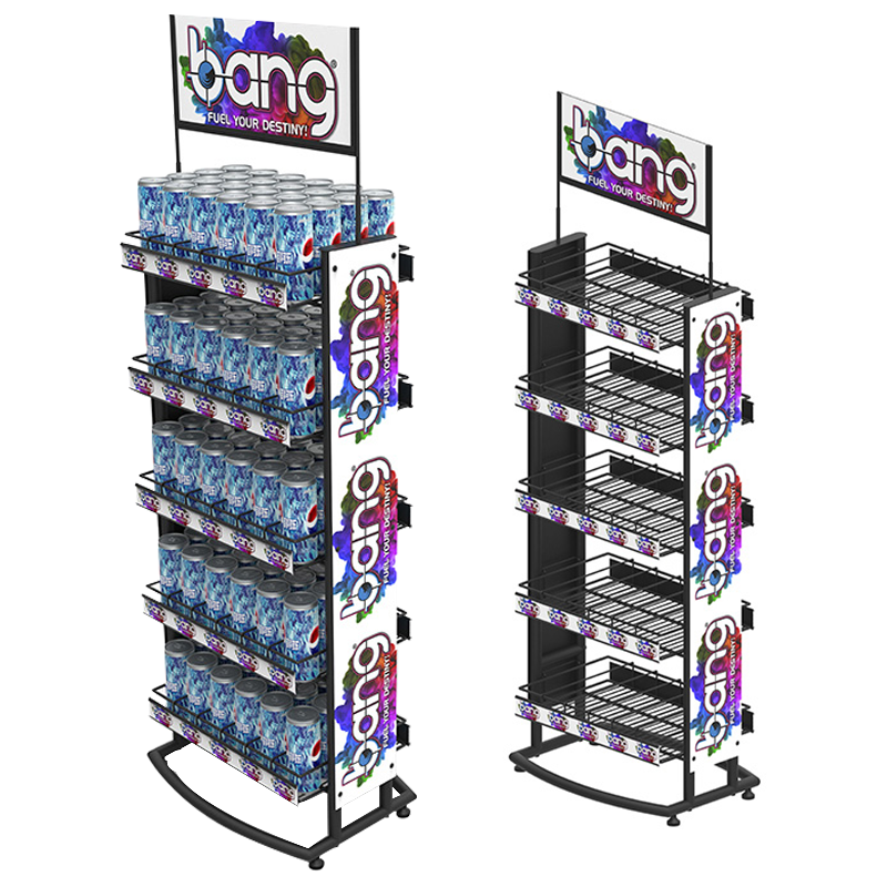 Apache Custom Powder Coated Metal Wire Display Rack for Beverages Bottles or Beer Cans for Supermarkets or Liquor Stores