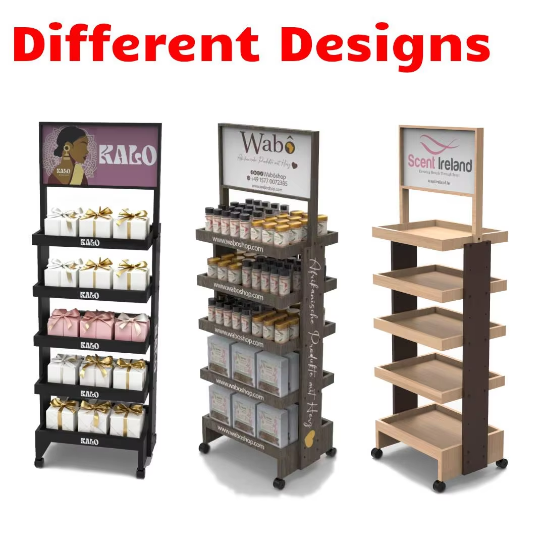 Customized Pine Wood Floor Retail Display Rack for Brand Marketing factory