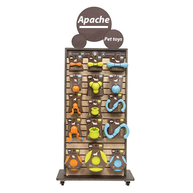 Apache individuell gestaltbare moderne Holz-Ausstellungsregale, lackiert, für die Aufbewahrung von Tierfutter und -spielzeug, zur Präsentation im Zoofachhandel