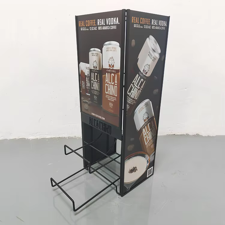 Customized Countertop Metal Wire Display Stand Canned Coffee Display Rack Dispenser for Supermarket factory