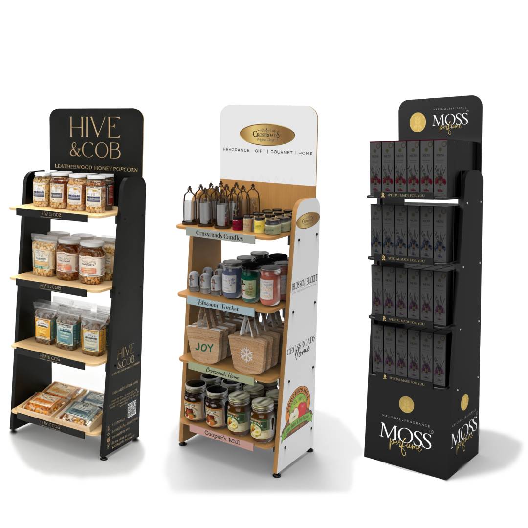 Customized Pine Wood Floor Retail Display Rack for Brand Marketing manufacture