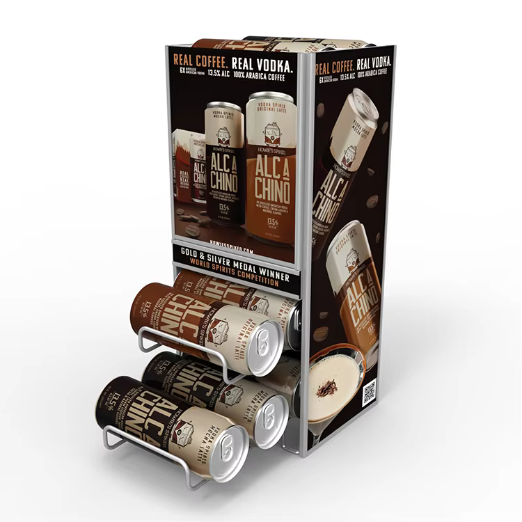 Customized Countertop Metal Wire Display Stand Canned Coffee Display Rack Dispenser for Supermarket manufacture