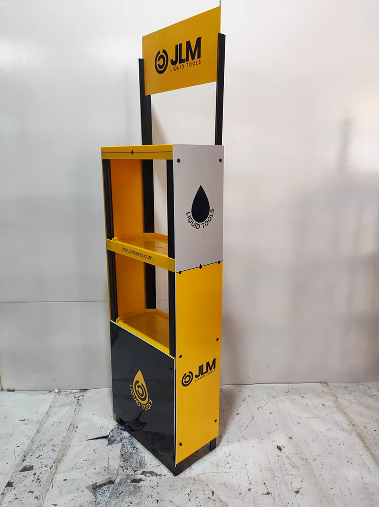 Apache Custom Portable PVC Laminated Floor Dog Food Display Rack for Supermarkets manufacture