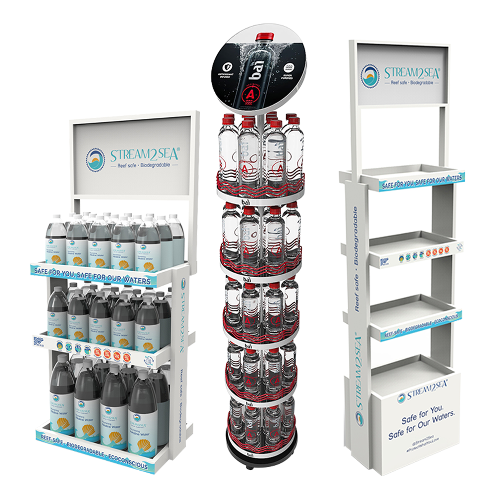 Apache Estante de Água Mineral na Moda, Personalizável, Tipo Chão, para Lojas Movimentadas em Supermercados