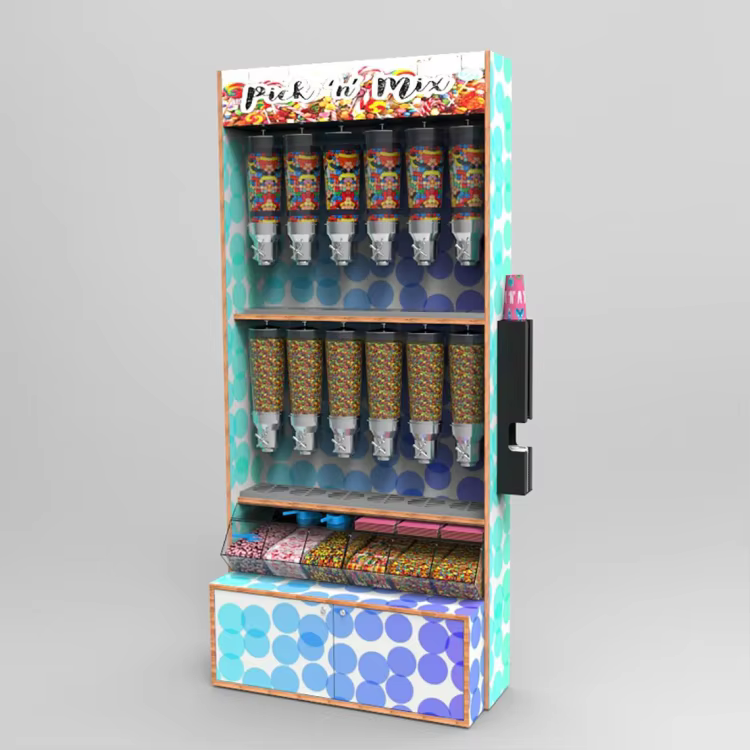 Free Standing Wooden Candy Dispenser Display Stand for Snack Store manufacture