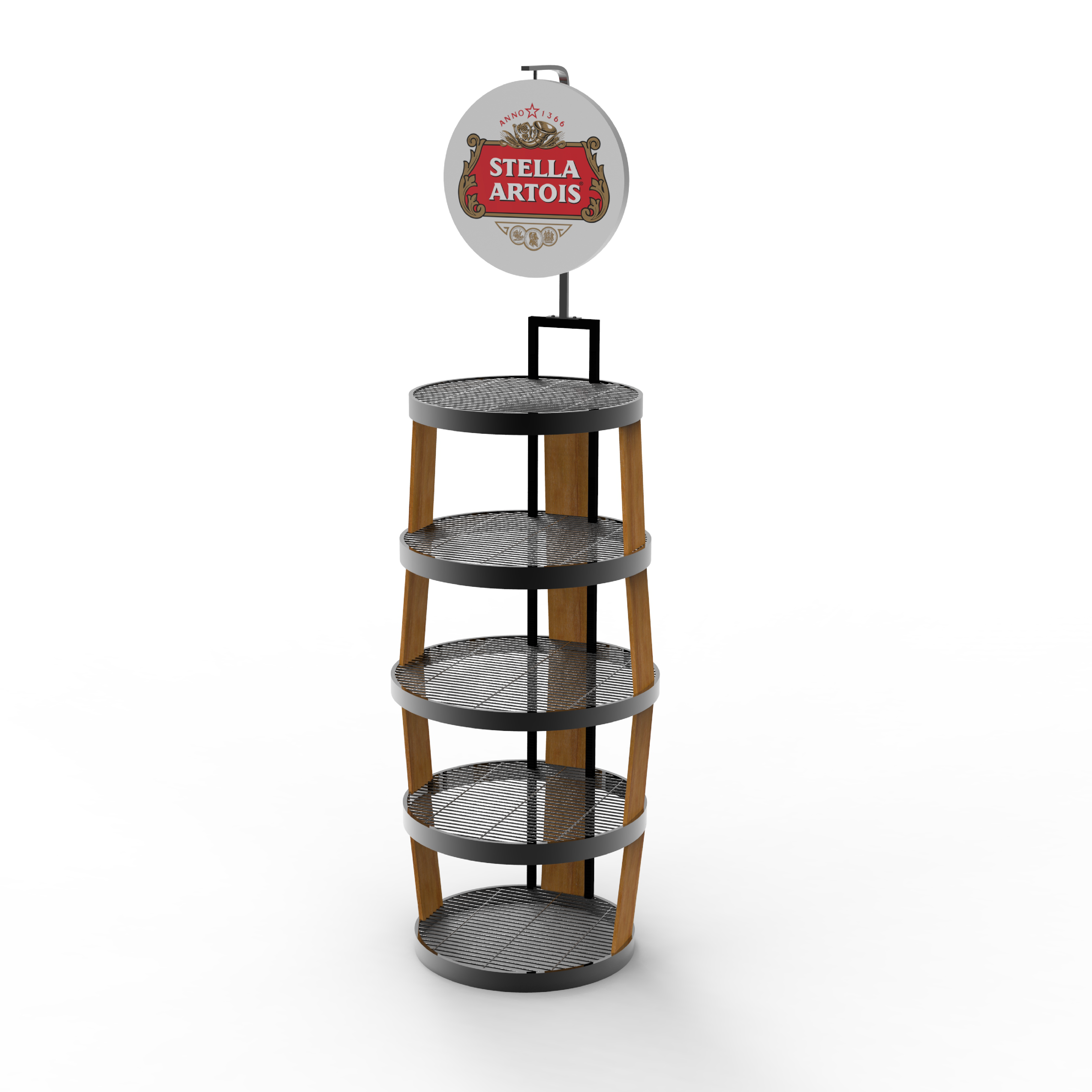 Apachr Custom Logo Free Standing Metal Wire Barrel Display Rack Light Duty for Storing Beer Cans or Bottles OEM ODM supplier