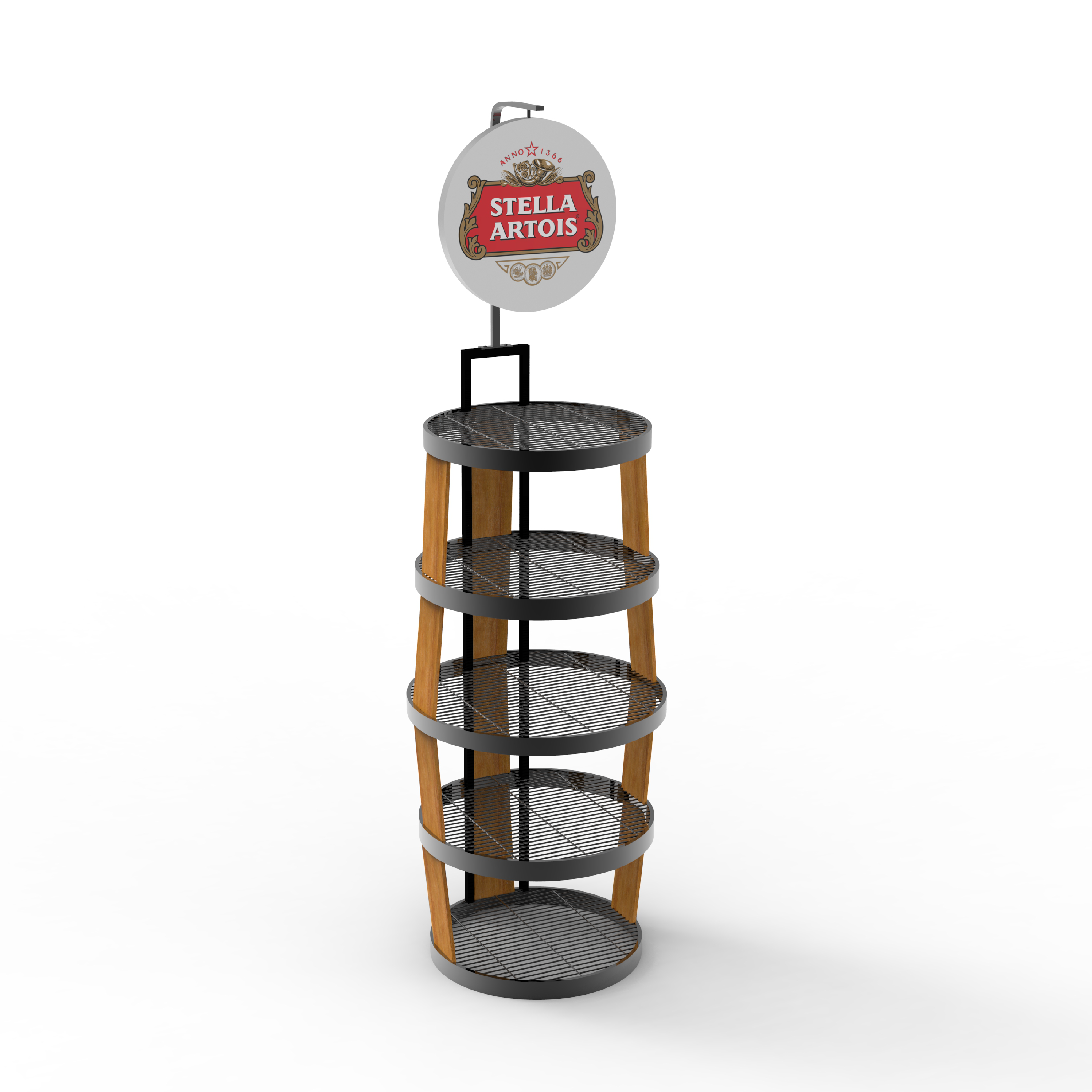 Apachr Custom Logo Free Standing Metal Wire Barrel Display Rack Light Duty for Storing Beer Cans or Bottles OEM ODM supplier