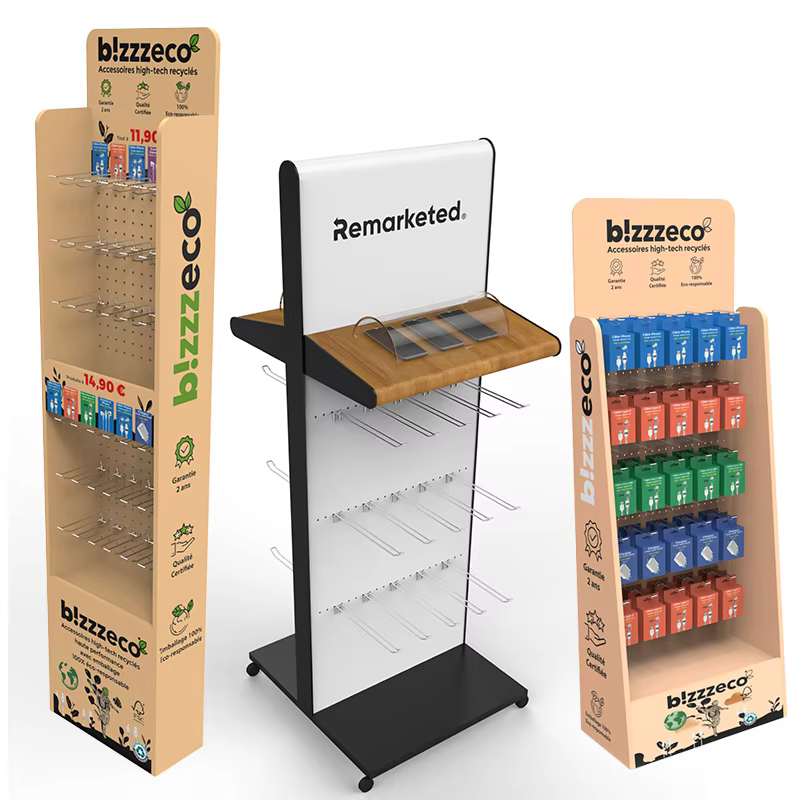Apache Customized Pegboard Cellphone Accessories Display Stand With Hooks for Phone Case Cables Chargers Power Bank supplier