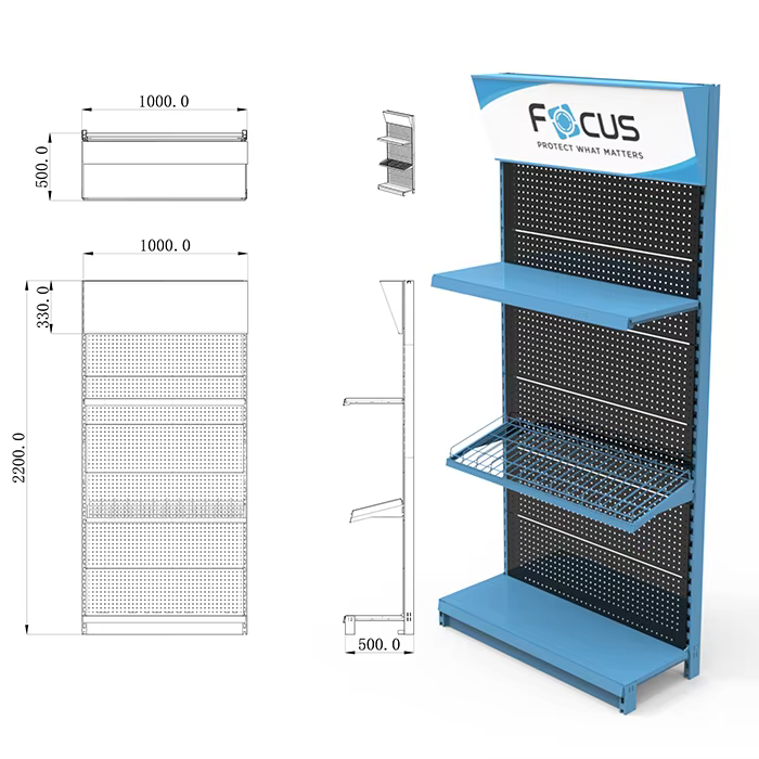 Apache Customized Single-Sided Metal Tool Display Rack Light Duty Retail Gondola for Supermarket Hand Tools Storage manufacture