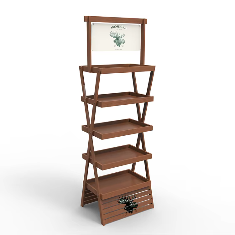Fashion Wooden Skin Care Cosmetics Display Stand for Stores details