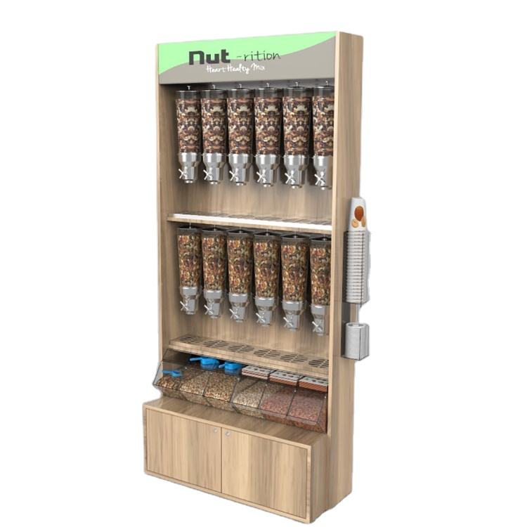 Freistehender Holz-Süßigkeiten-Spender-Ausstellungsstand für Snackläden