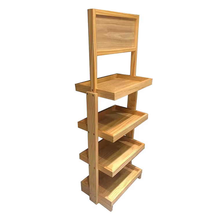 Fashion Wooden Skin Care Cosmetics Display Stand for Stores manufacture