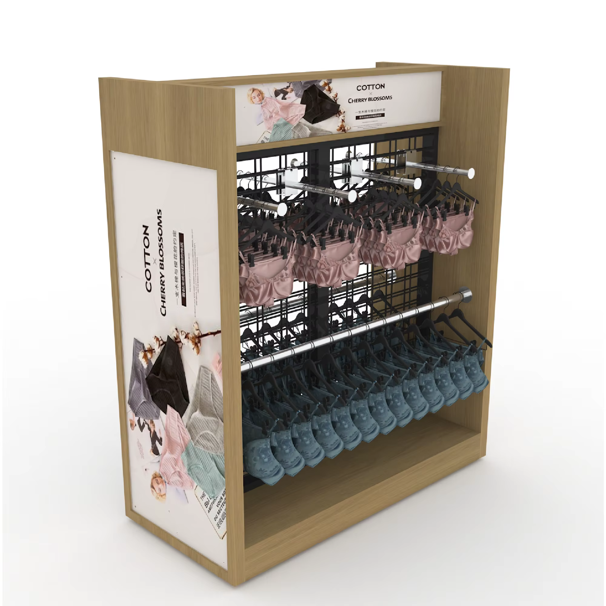 Customized Pine Wood Floor Retail Display Rack for Brand Marketing factory