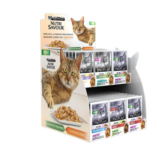 Expositores Apache Personalizados em Papelão sobre Palete para Embalagem de Ração de Gato e Cachorro, Expositores Promocionais de Mesa para Lojas de Varejo