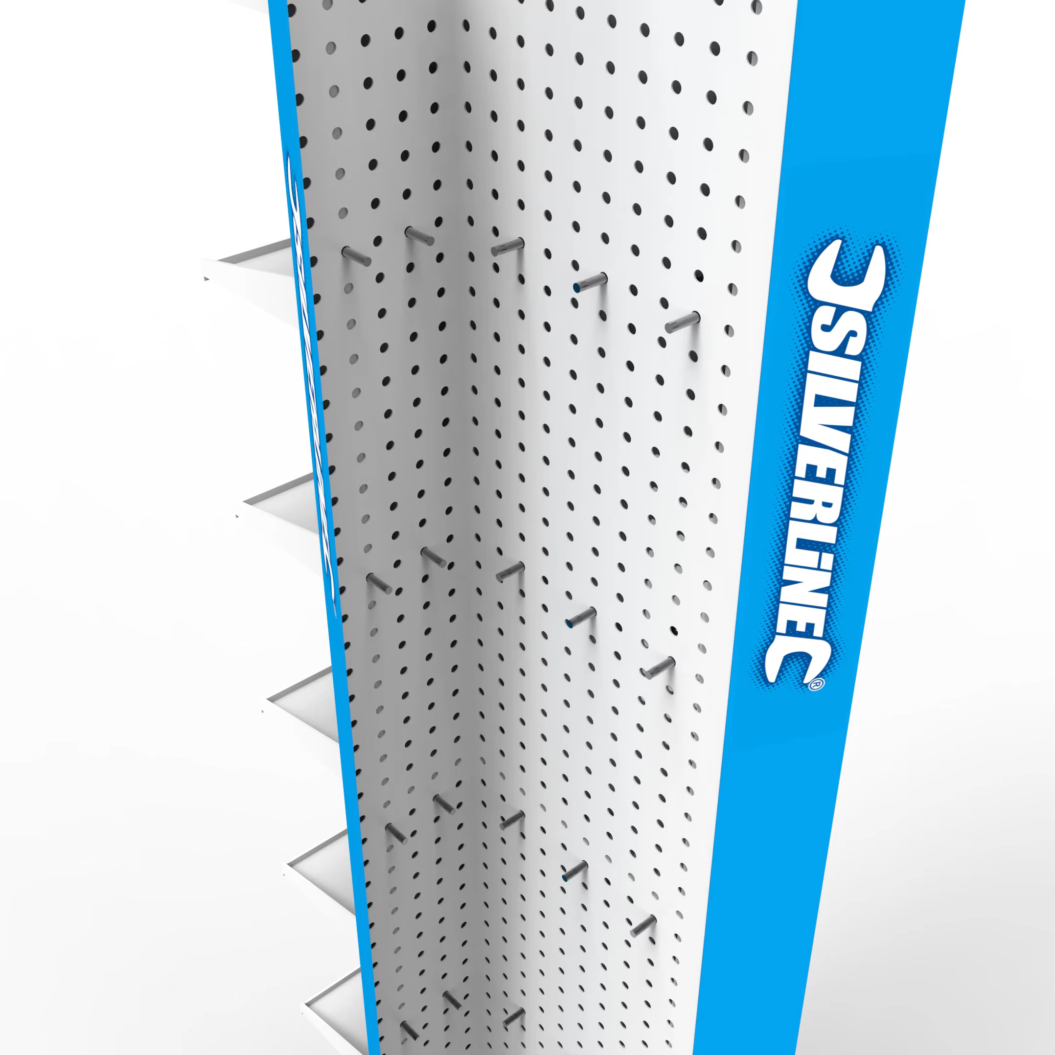 Customized Pegboard Rotating Display Rack With Wheels for Phone case factory