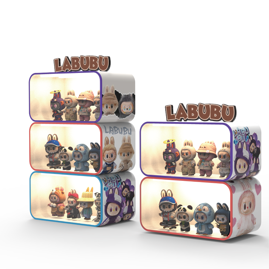 Cabinet LED personalizzato in acrilico con luce per bambole Labubu blind box da tavolo, ideale per decorazione casa