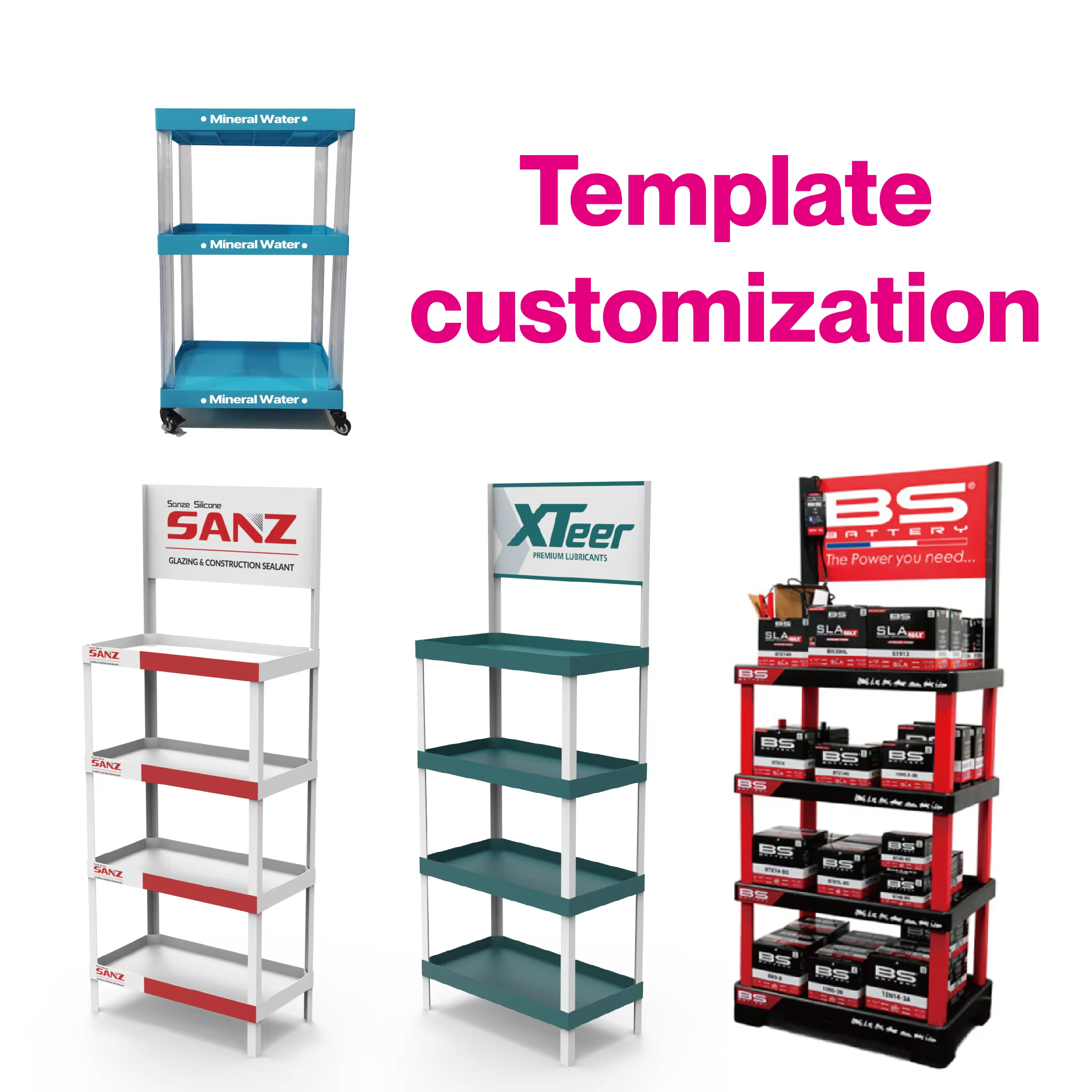 POP Custom Plastic Injection Shelves Display Rack PVC Floor Display Stand with PP or Hips manufacture