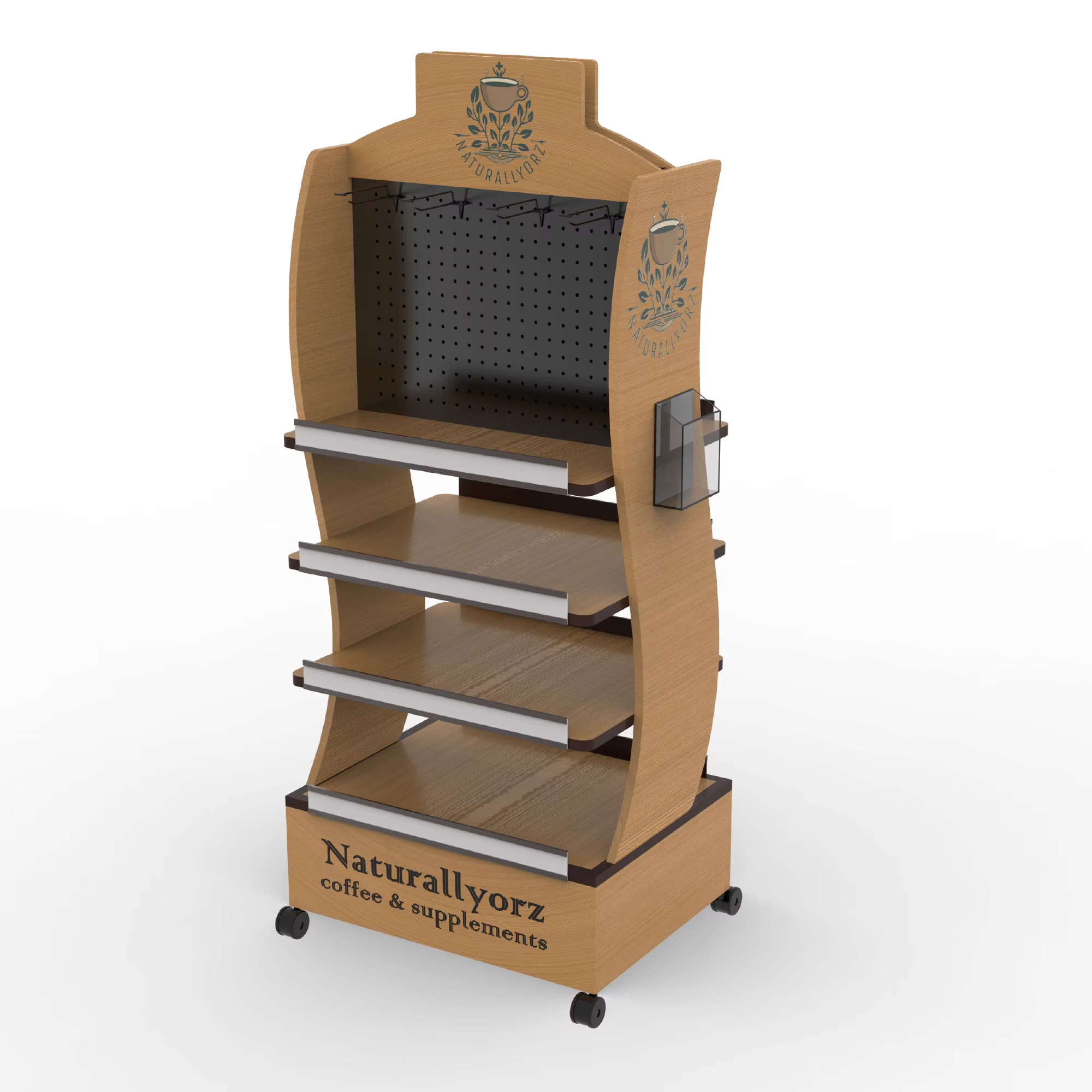 Customized Pine Wood Floor Retail Display Rack for Brand Marketing details