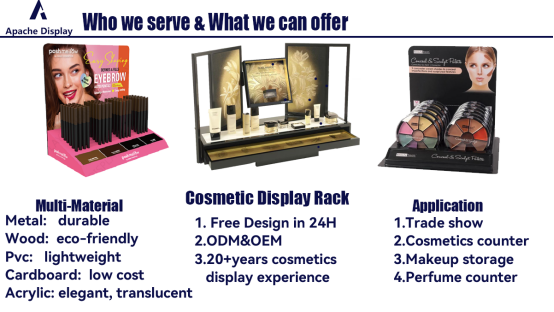 Apache Customized Lipstick  Cosmetic Display Stand Counter Top Display Rack Make up Display Stand for Retail Store Showing Stand manufacture