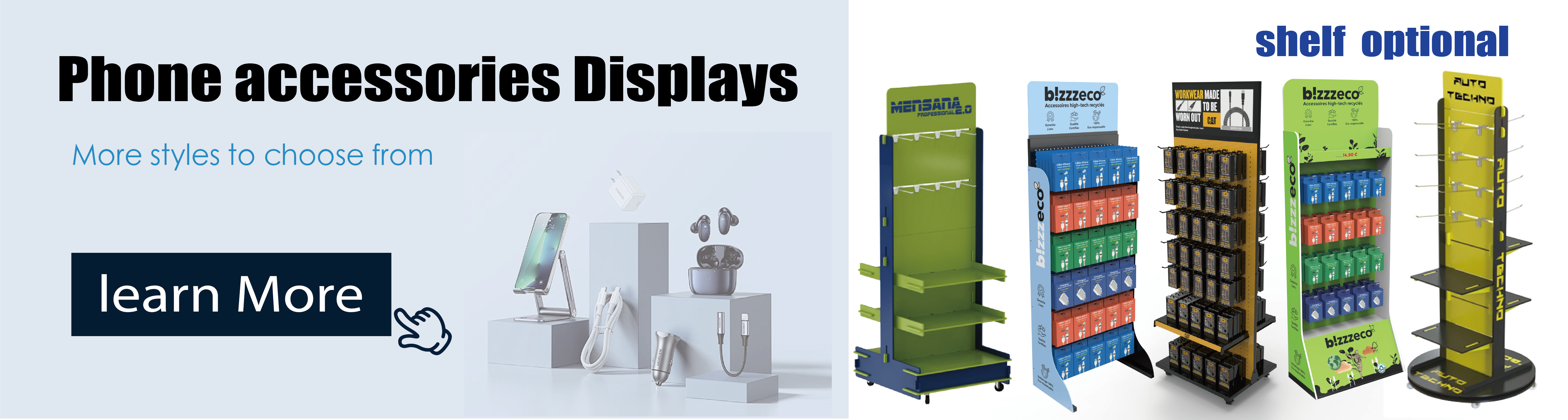 Custom Light-Duty Metal Movable Roller Floor Standing Pegboard Mobile Phone Accessory Display Stand With Hooks for Store details