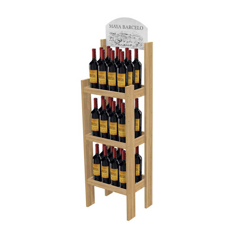Supports personnalisés en pin et métal circulaires pour vins et bières destinés aux magasins d'alcool et pubs
