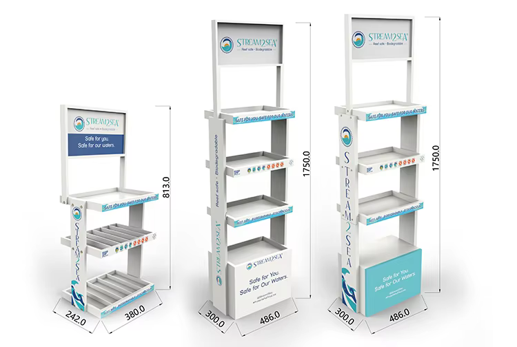 Fashion Wooden Skin Care Cosmetics Display Stand for Stores details
