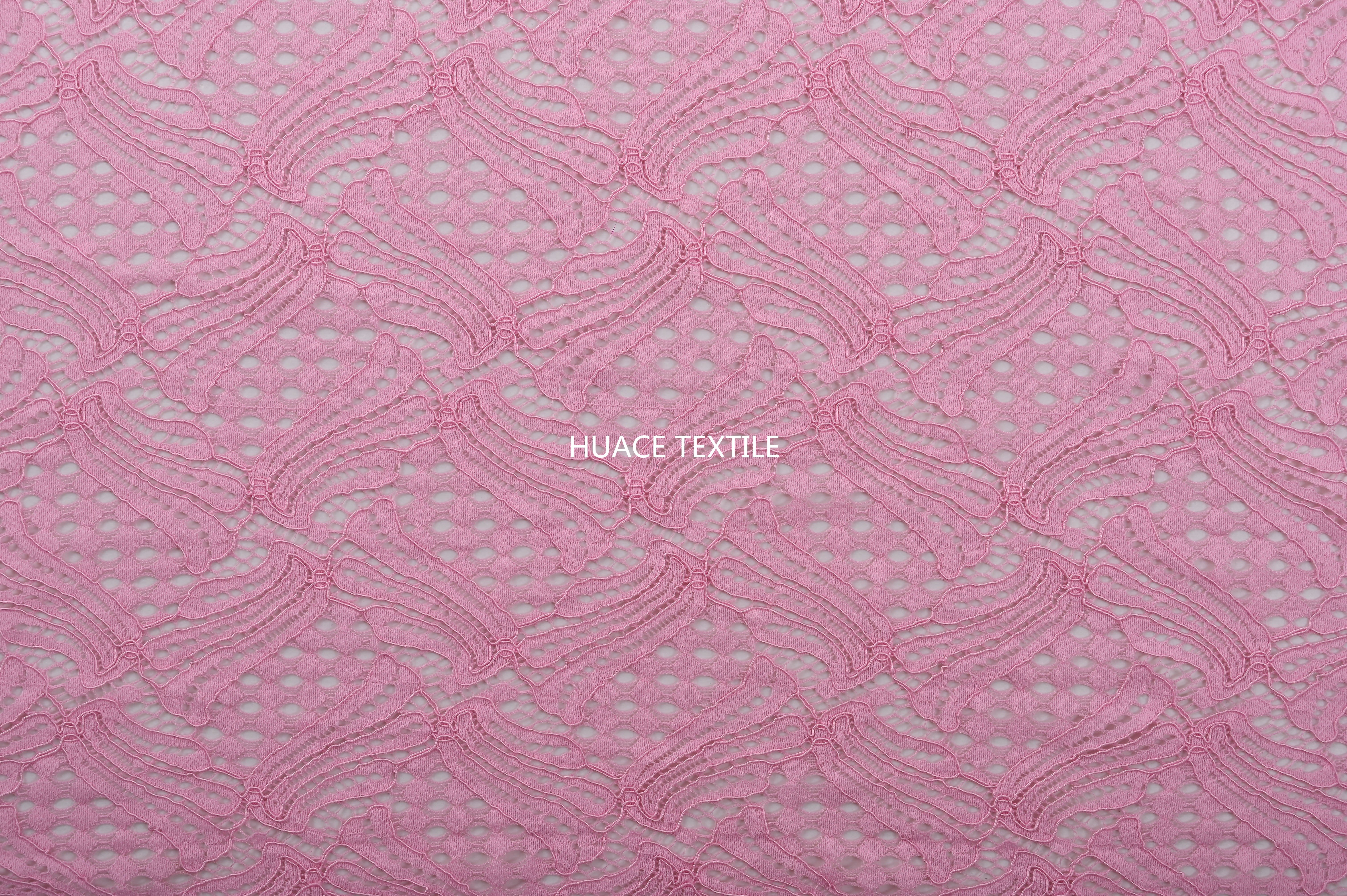 New African Lace Pink Cotton Geometric Lace