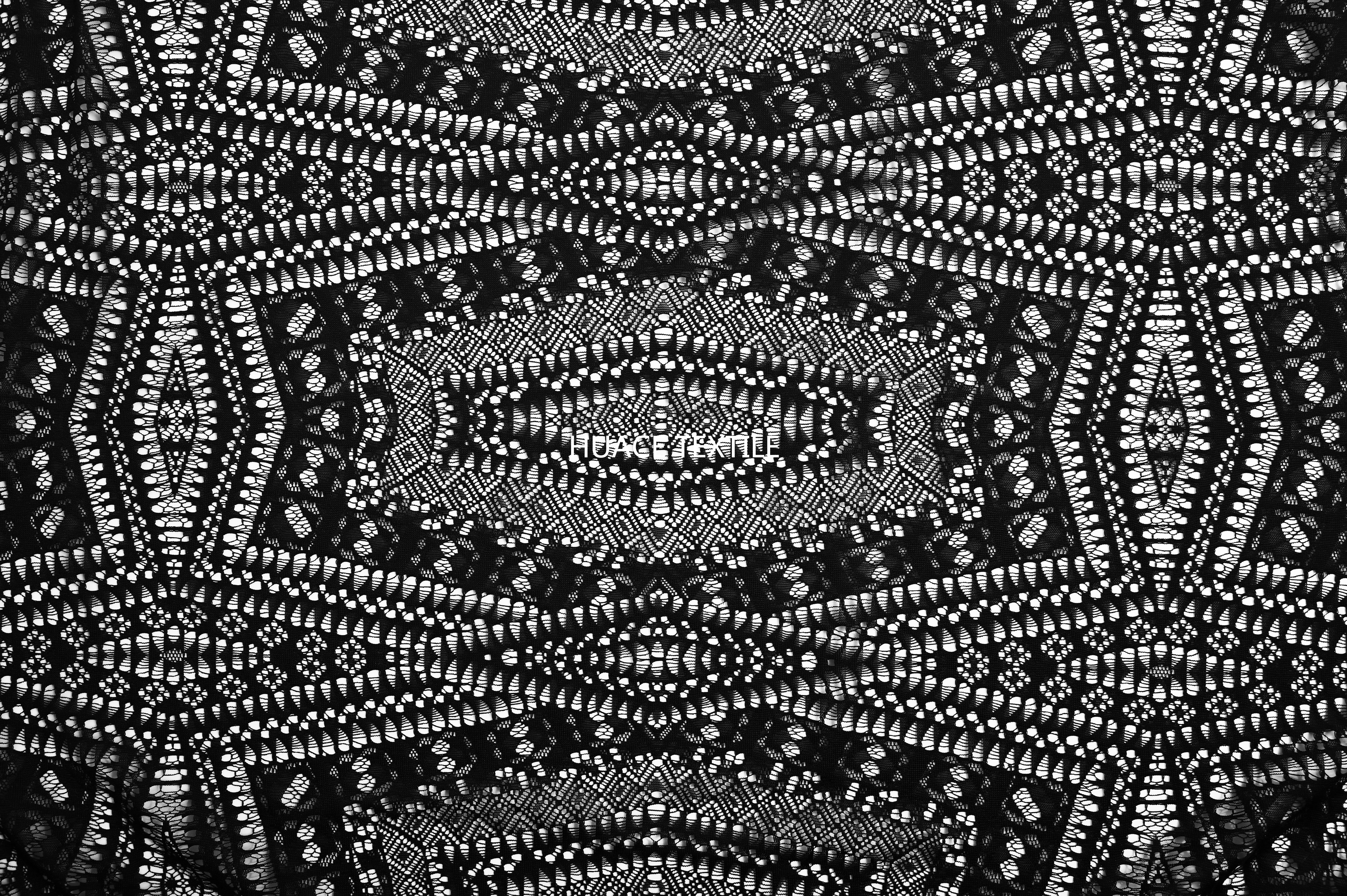 New Style Black Nylon Spandex Stretch Geometric Lace
