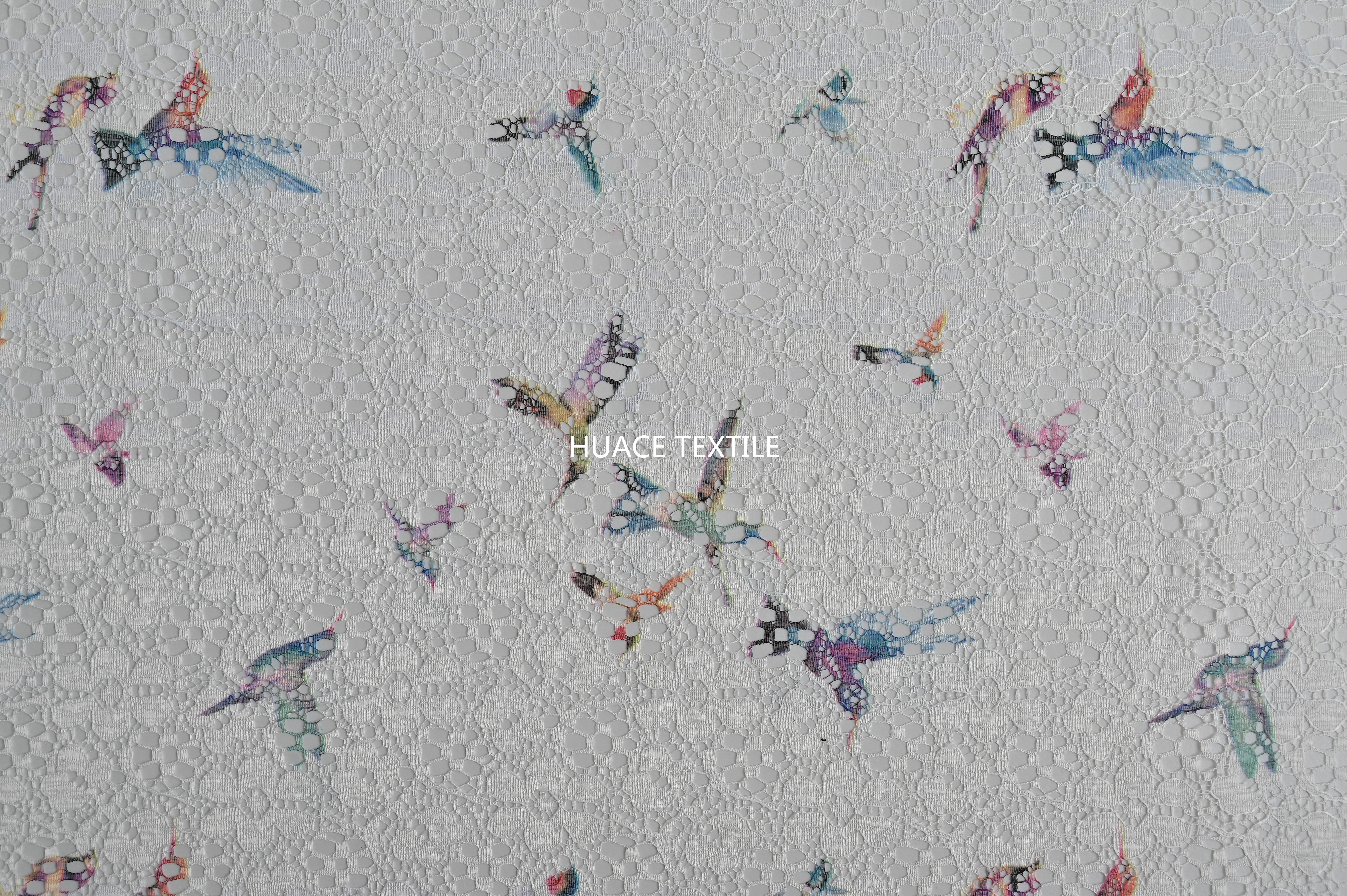 New Style White Polyester Printed Classic Flora Lace