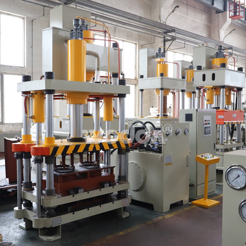 High-volume powder production with hydraulic compression presses