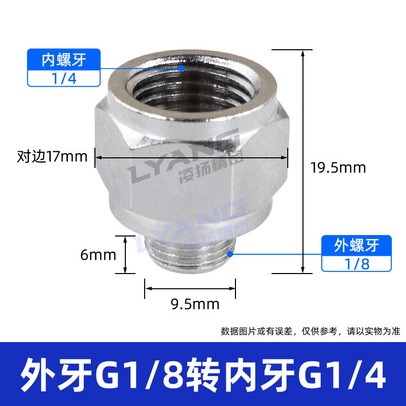 External thread G1/8 to internal thread G1/4 1/8 to 1/2
