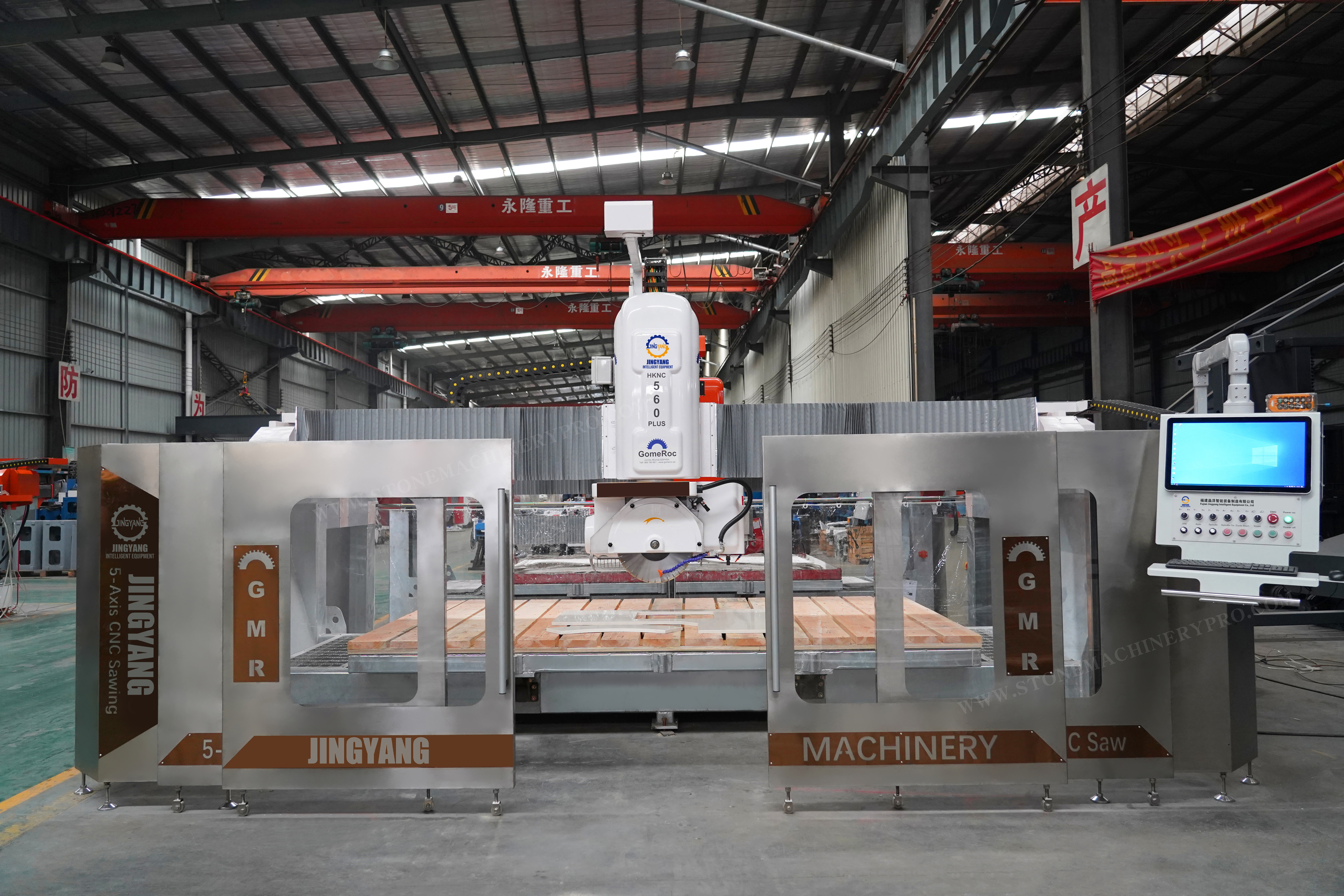 jingyang machinery hknc 560 router italy cnc 5 1 axis stone cutting machine bridge saw work on marble sink for granite counter top-0