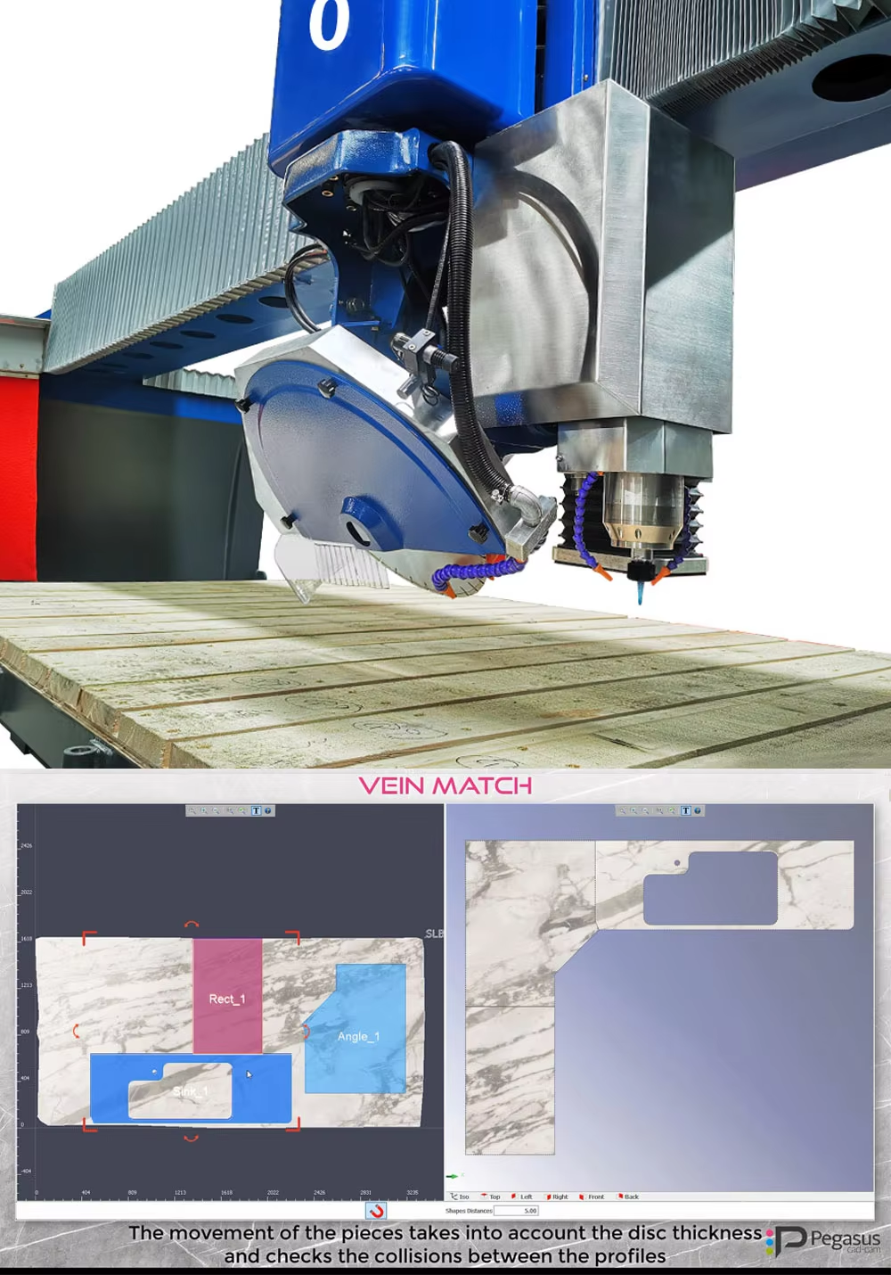 4+1 Axis CNC Bridge Saw Cutting Machine