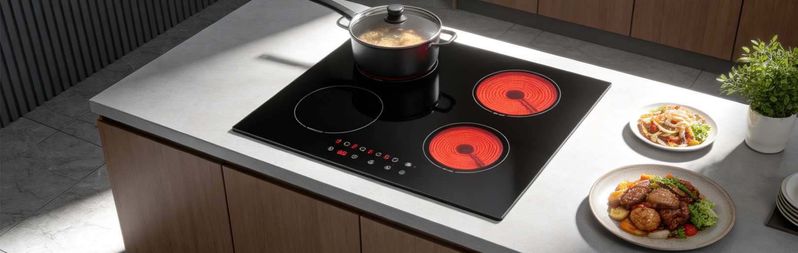 Custom Built-in Induction with Ceramic Hob, 4 Burners Hybrid Hob, Electric Radiant & Induction Combo, OEM/ODM details