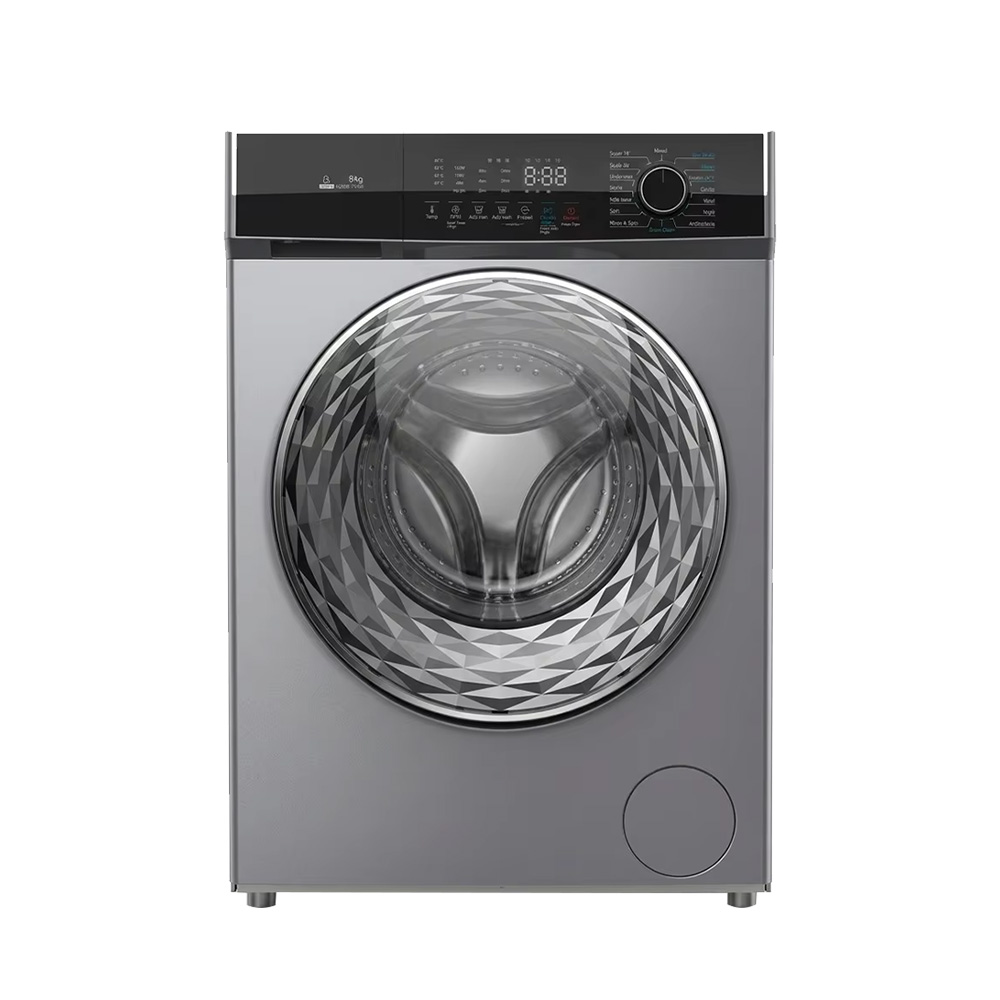 Wholesale 10kg Front Load Washing Machine Silver Drum Washer Multi-Program Knob Touch Control Anti-Freeze Steam Clean Bulk Order OEM Factory
