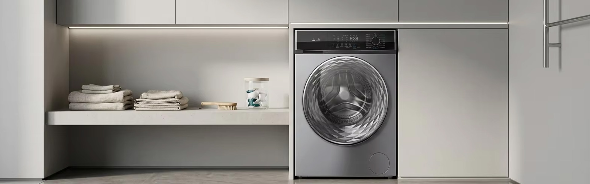 Wholesale 10kg Front Load Washing Machine Silver Drum Washer Multi-Program Knob Touch Control Anti-Freeze Steam Clean Bulk Order OEM Factory supplier