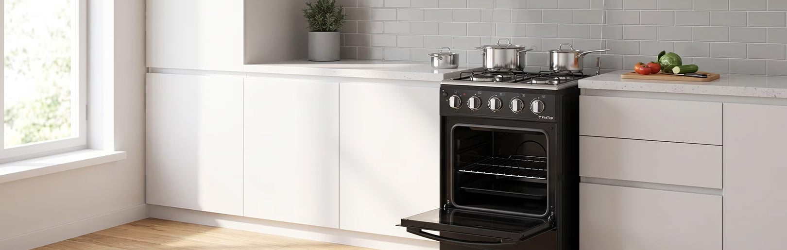 Custom Free Standing Gas Stove with Oven, 50cm Gas Range Cooker, Multi-Burner Kitchen Appliance, OEM/ODM manufacture
