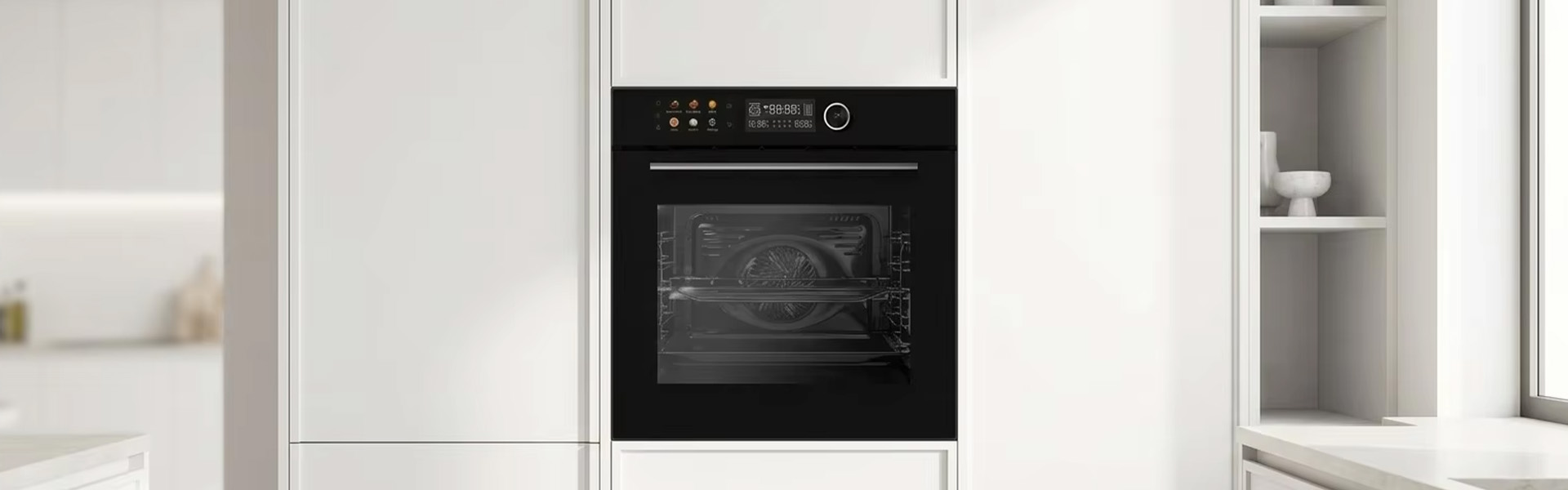 Wholesale Built-in Electric Oven Black Tempered Glass Fan Forced Convection Air Fry Multi-Function Kitchen Appliance Bulk Order OEM Factory manufacture