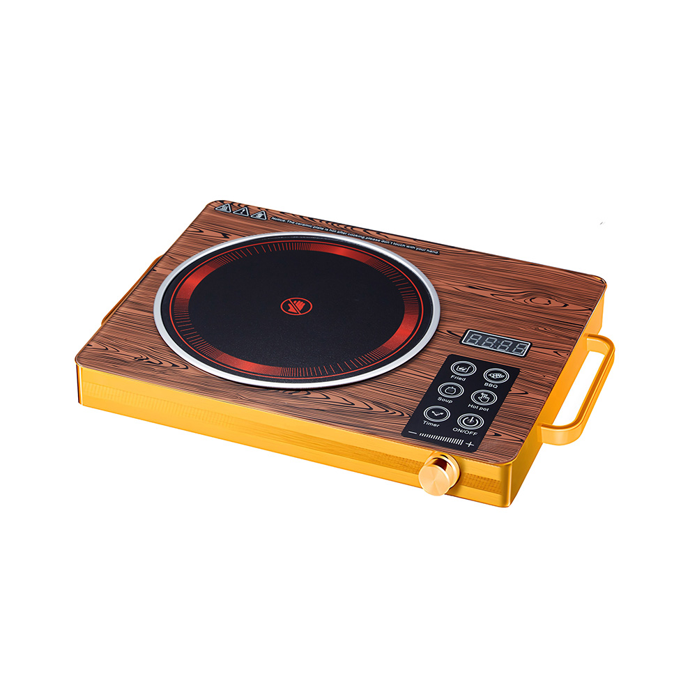 Wholesale Single Burner Infrared Cooker Wood Grain Ceramic Glass Electric Stove Multi-Mode Knob Control Portable Cooktop Bulk Order OEM Factory