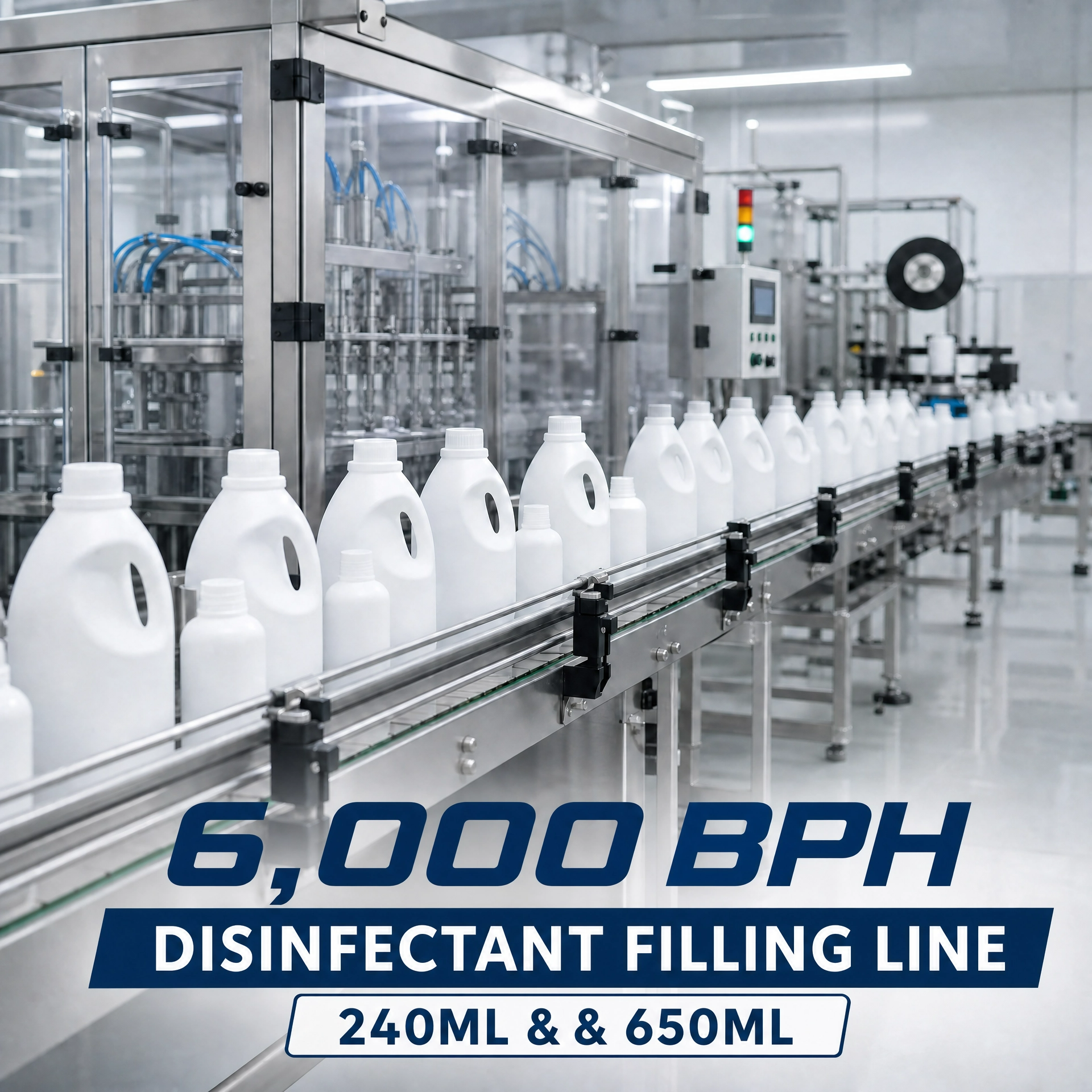 6000BPH 240ML 650ML Disinfectant Filling Line