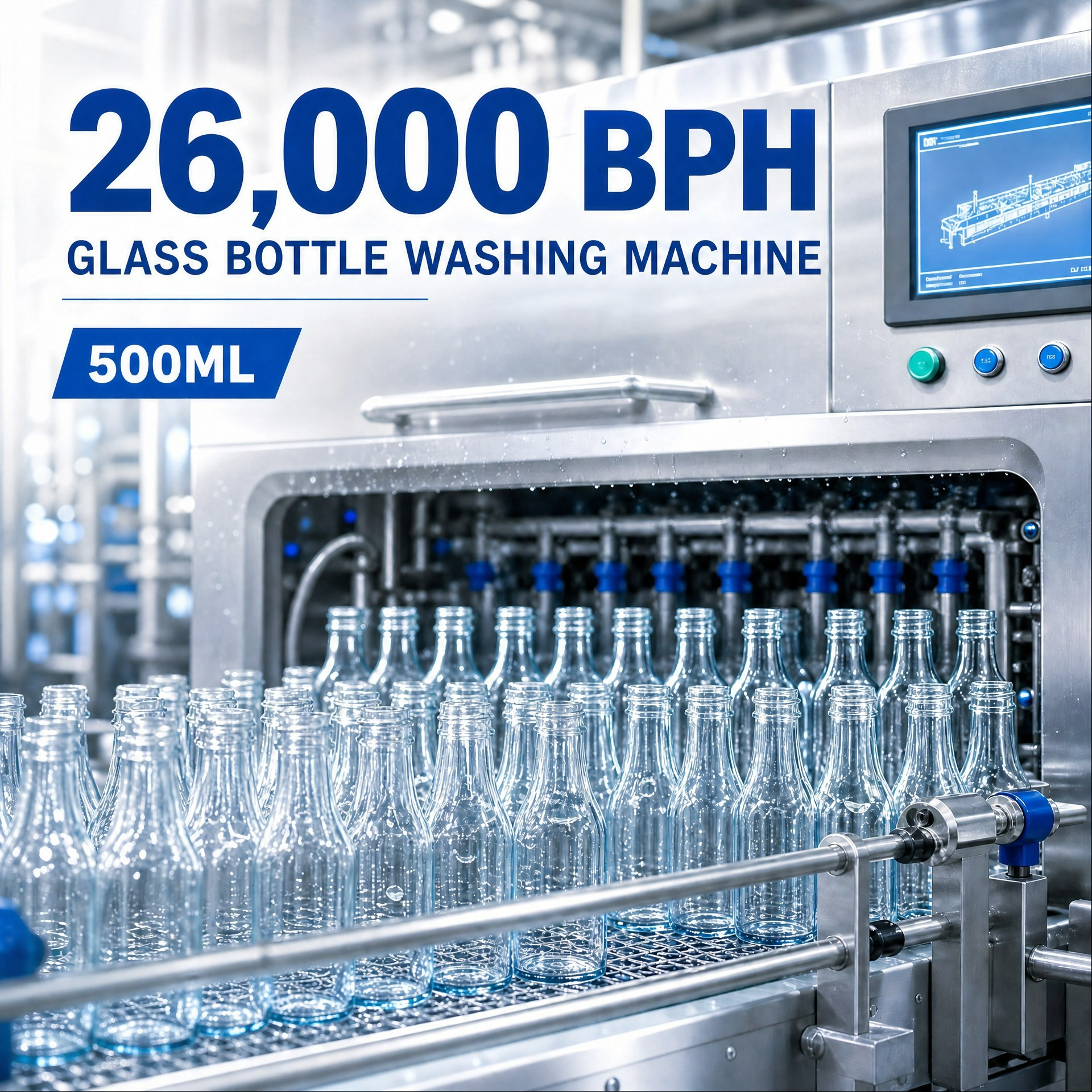 26000BPH 500ML Glass Bottle Washing Machine