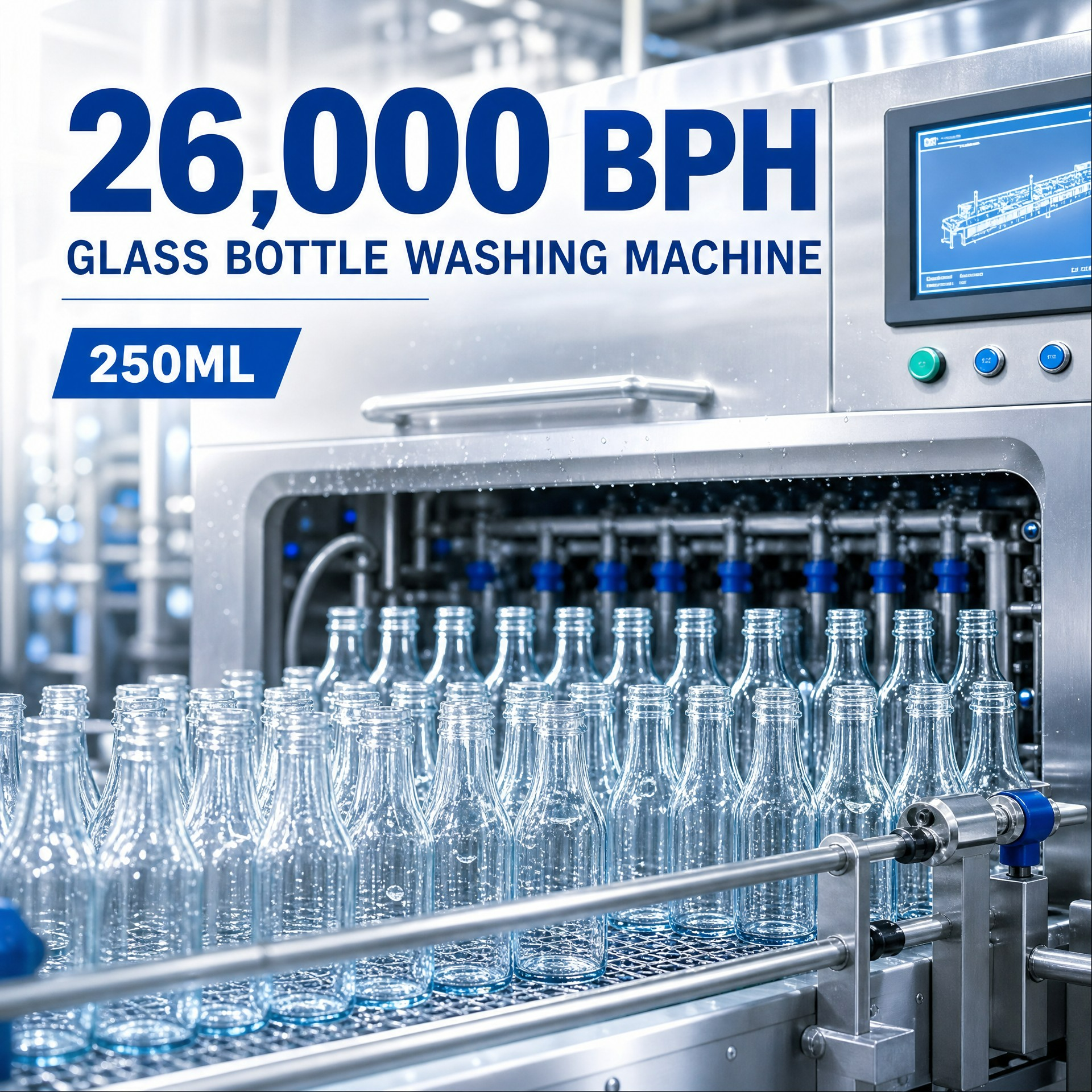 26000BPH 250ML Glass Bottle Washing Machine