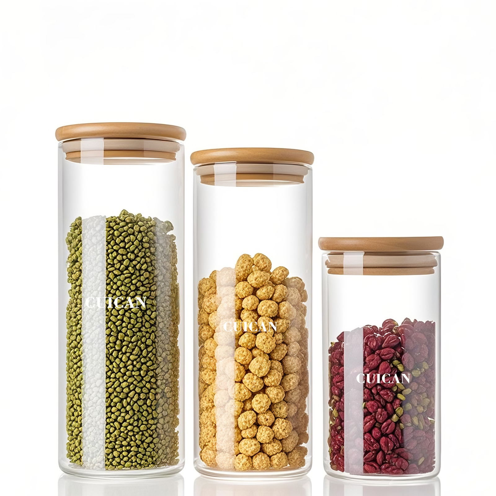 Custom Factory 170ml 500ml 1L Seasoning Bamboo Lid Food Storage