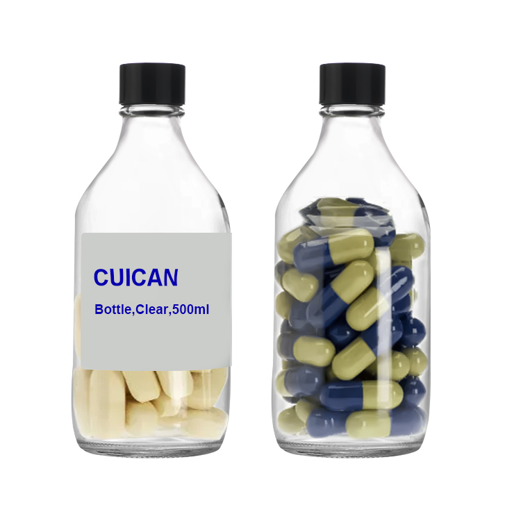Wholesale 500ml Clear Capsule Clear Glass Pill Bottles