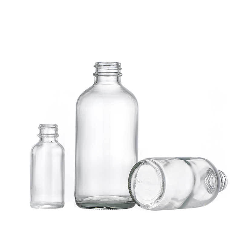 Wholesale 35ml 130ml 250ml 500ml Clear Boston Round Glass Bottles